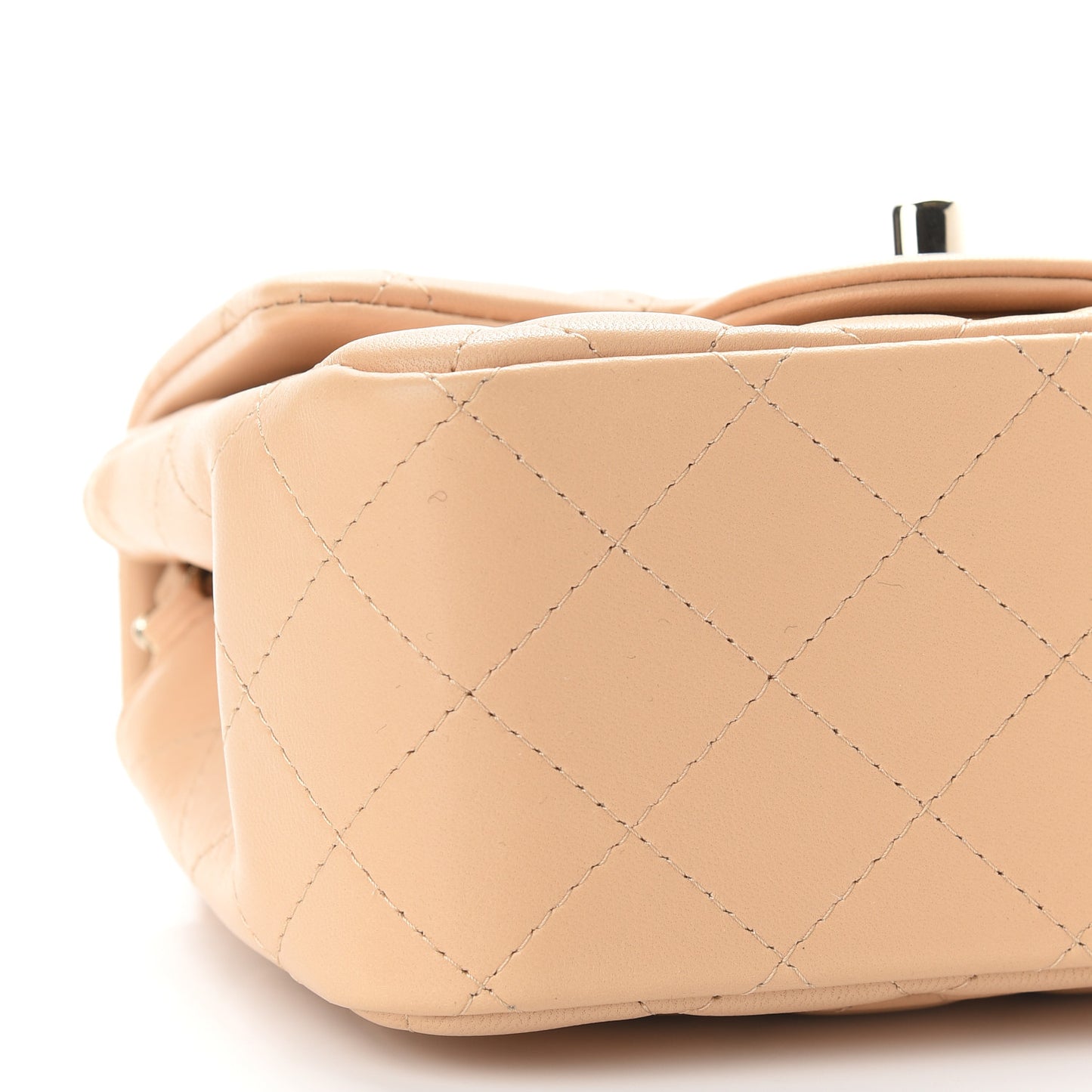 Lambskin Quilted Mini Square Flap Beige