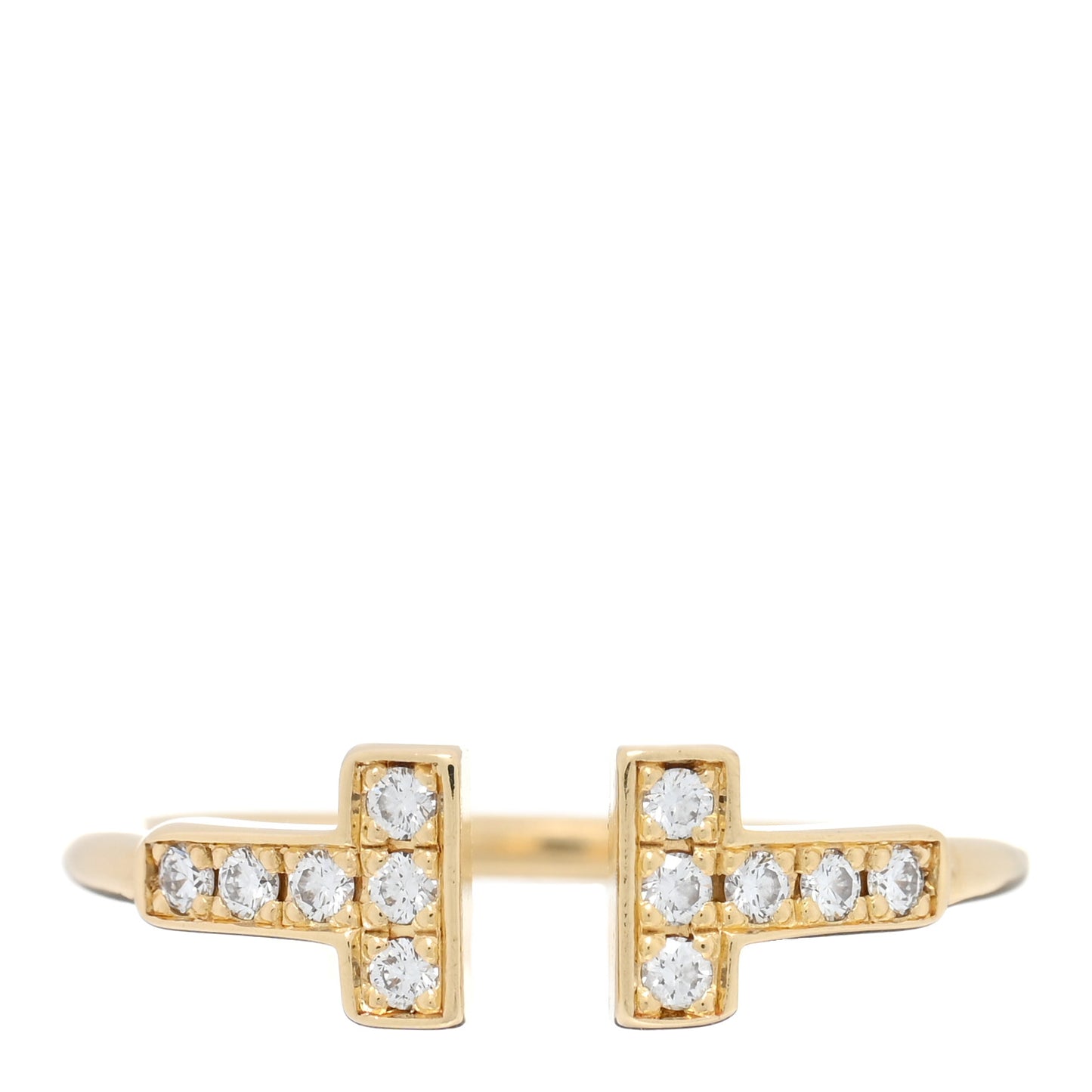 18K Yellow Gold Diamond T Wire Ring 50 5.25