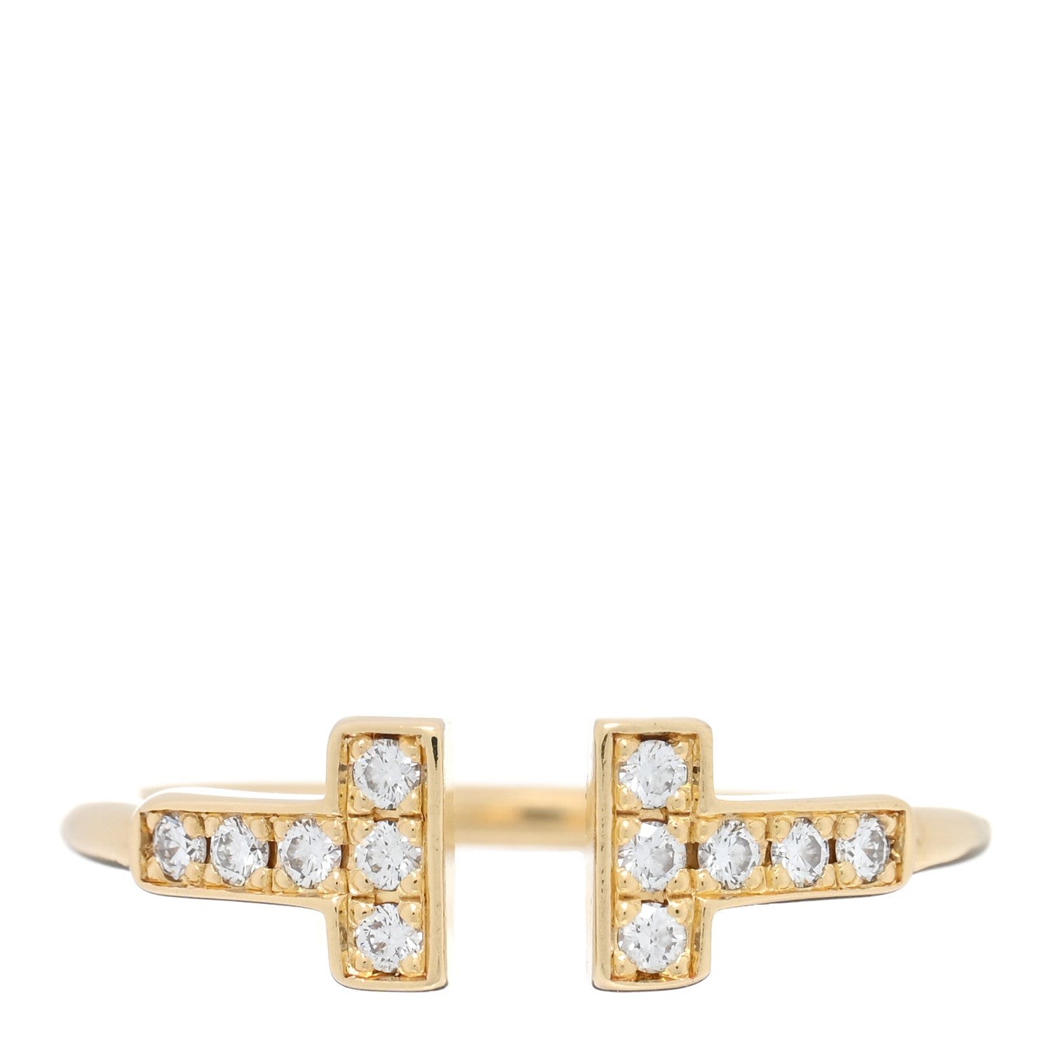 Tiffany 18K Yellow Gold Diamond T Wire Ring 50 5.25 1 of 4