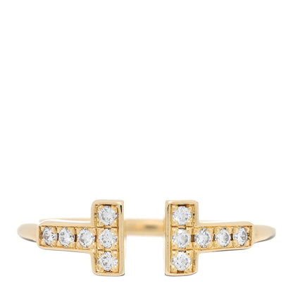 Tiffany 18K Yellow Gold Diamond T Wire Ring 50 5.25 1 of 4