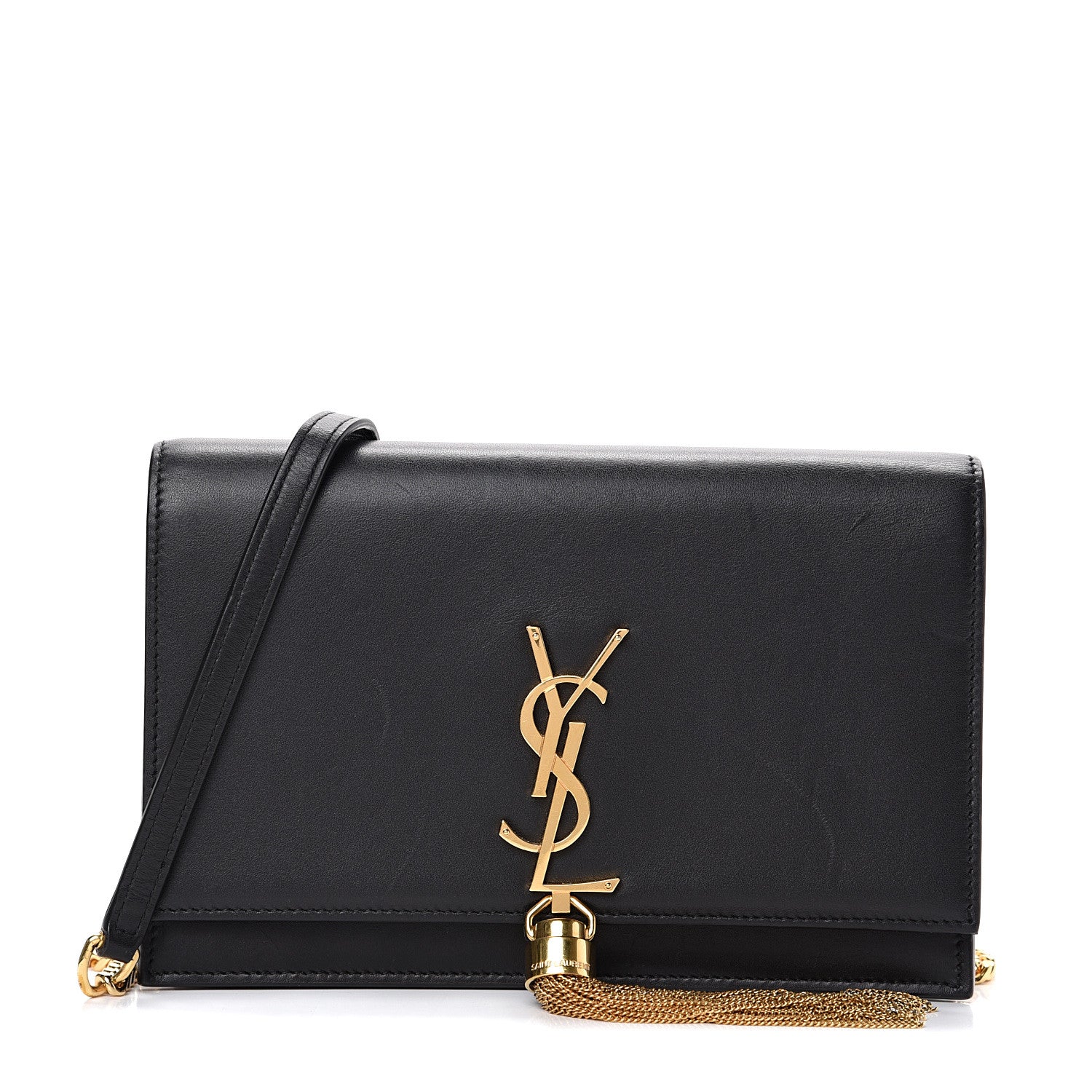 Saint Laurent Smooth Calfskin Classic Monogram Kate Tassel Chain Wallet Black 1 of 16