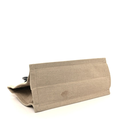 Saint Laurent Linen Calfskin Small Rive Gauche Tote Greggio Natural 4 of 10