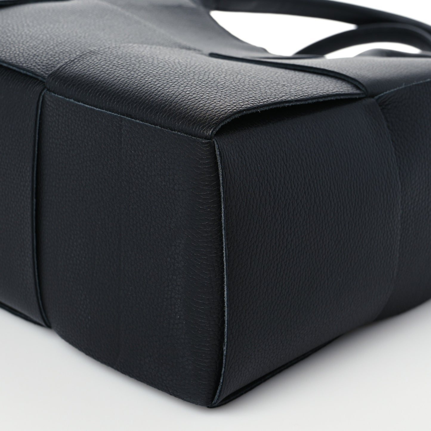 Grained Calfskin Intrecciato Small Arco Tote Black