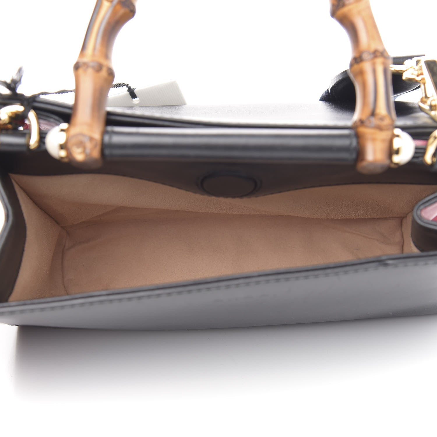 Gucci Nappa Bamboo Web Mini Nymphaea Top Handle Bag Black 5 of 14