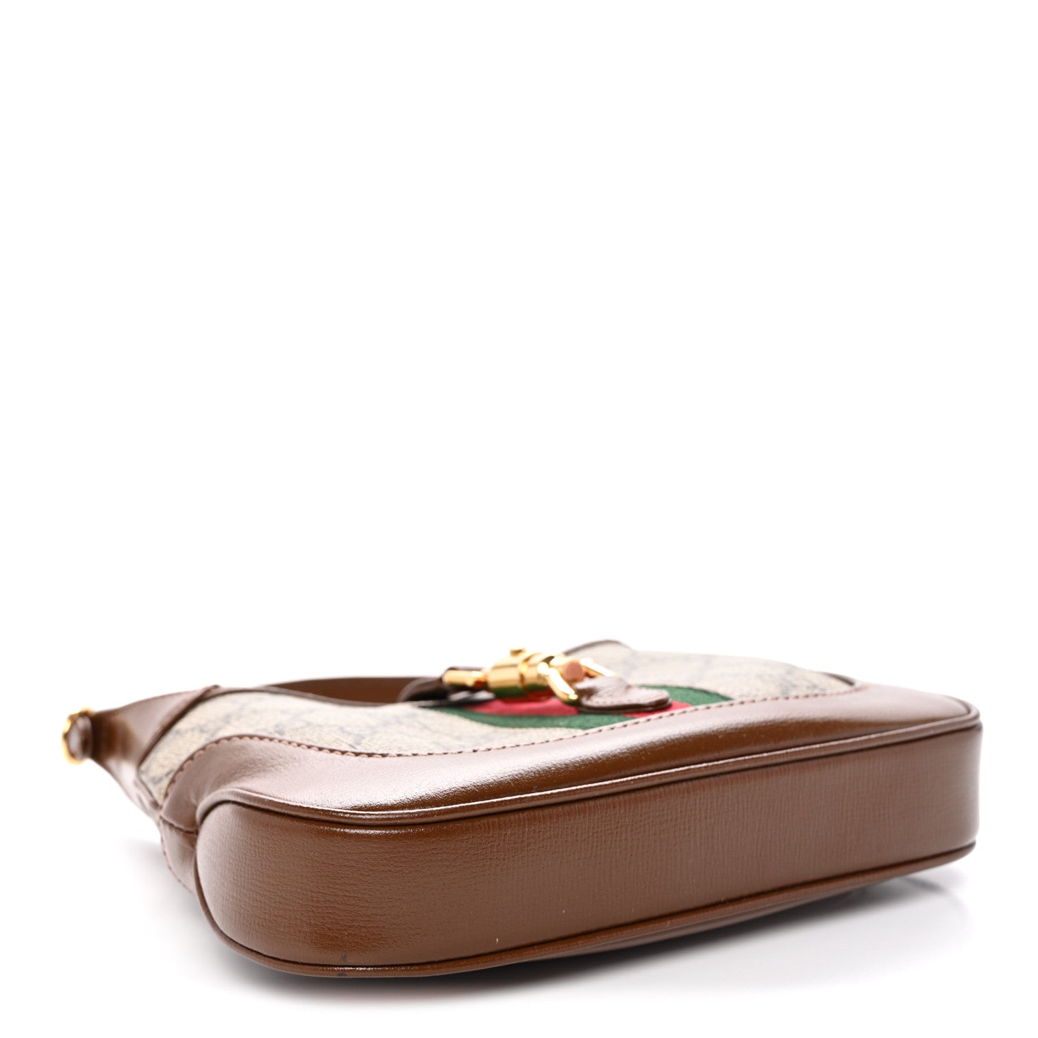 Gucci GG Supreme Monogram Azalea Calfskin Web Mini Jackie 1961 Hobo Beige Ebony Brown Sugar 4 of 10