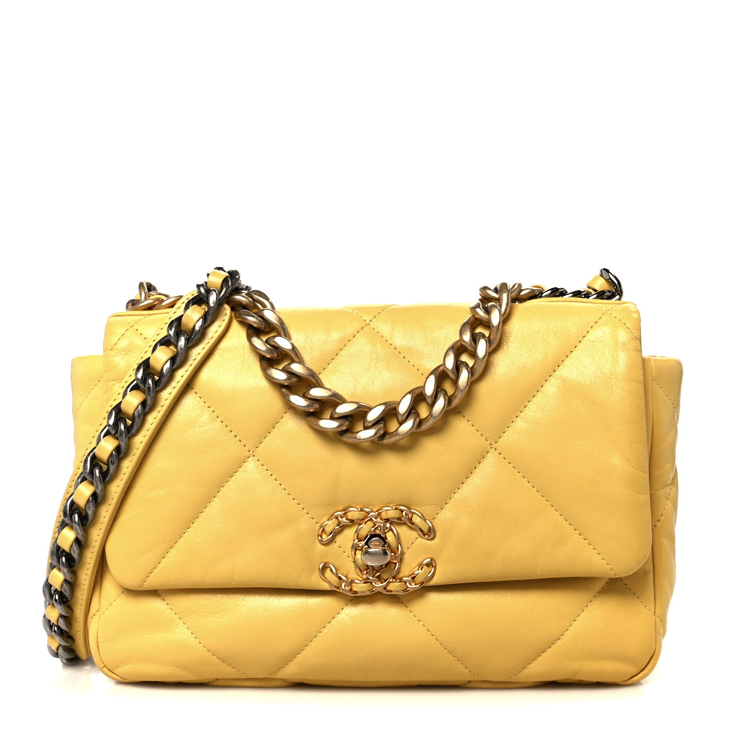 Chanel Lambskin Quilted Medium Chanel 19 Flap Yellow 1 of 10