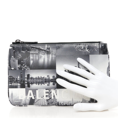 Balenciaga Calfskin New York Skyline Logo Ville Zip Pouch M Black 2 of 8