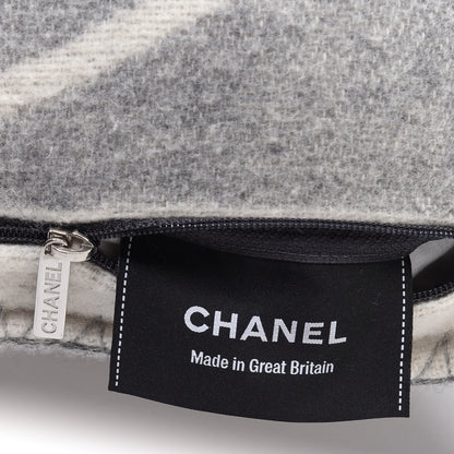 Chanel Merino Wool Cashmere CC Pillow Grey Off White 3 of 3