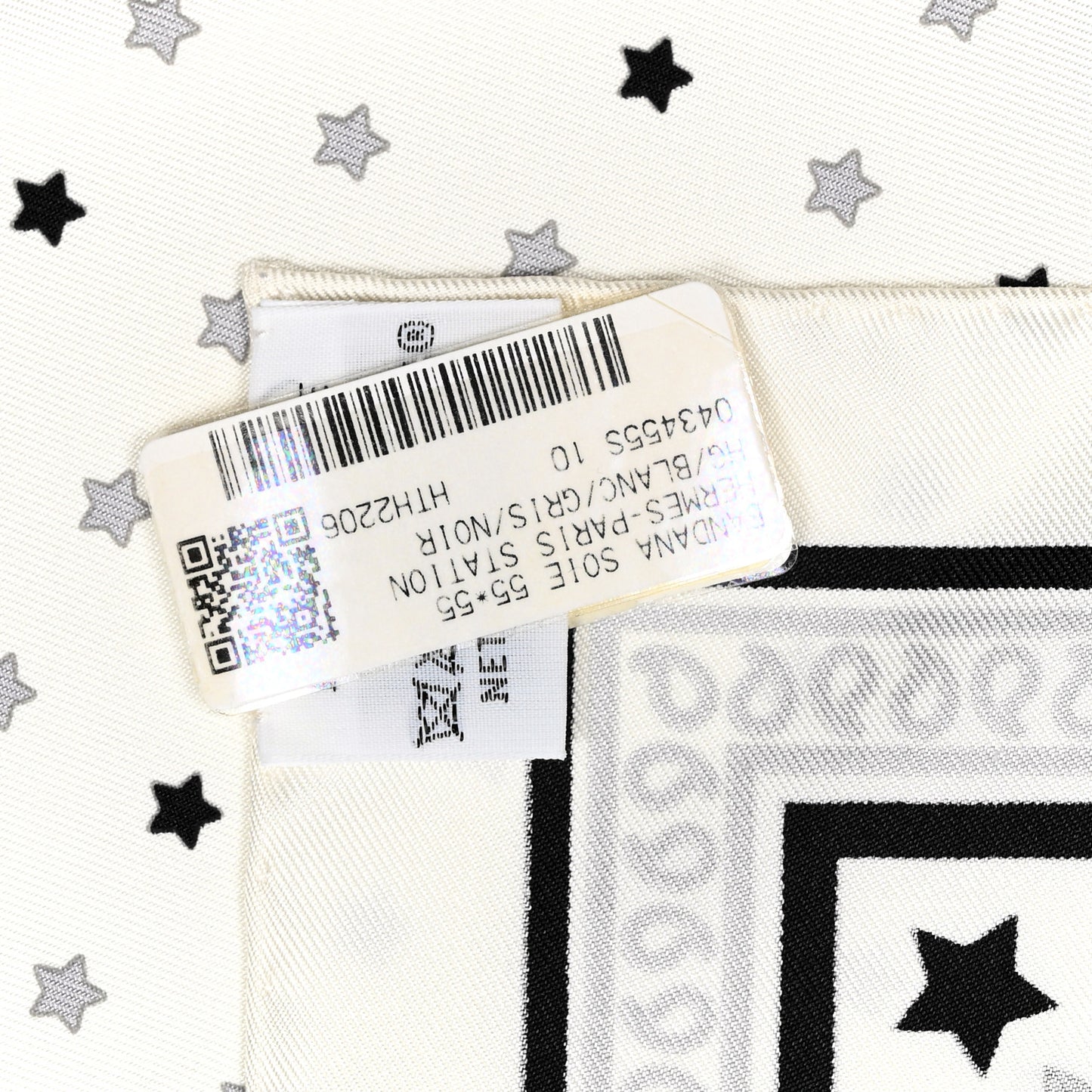 Silk Paris Station Bandana Scarf 55 White Gris Black