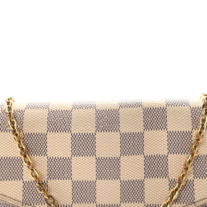 Louis Vuitton Damier Azur Pochette Felicie Chain Wallet Rose Ballerine 8 of 11