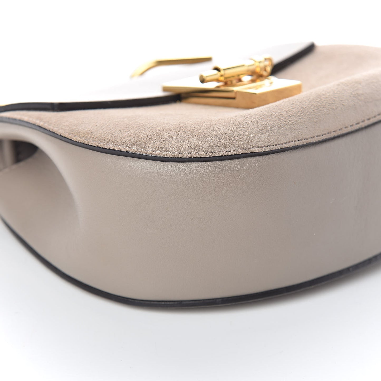 Suede Smooth Calfskin Mini Drew Shoulder Bag Motty Grey