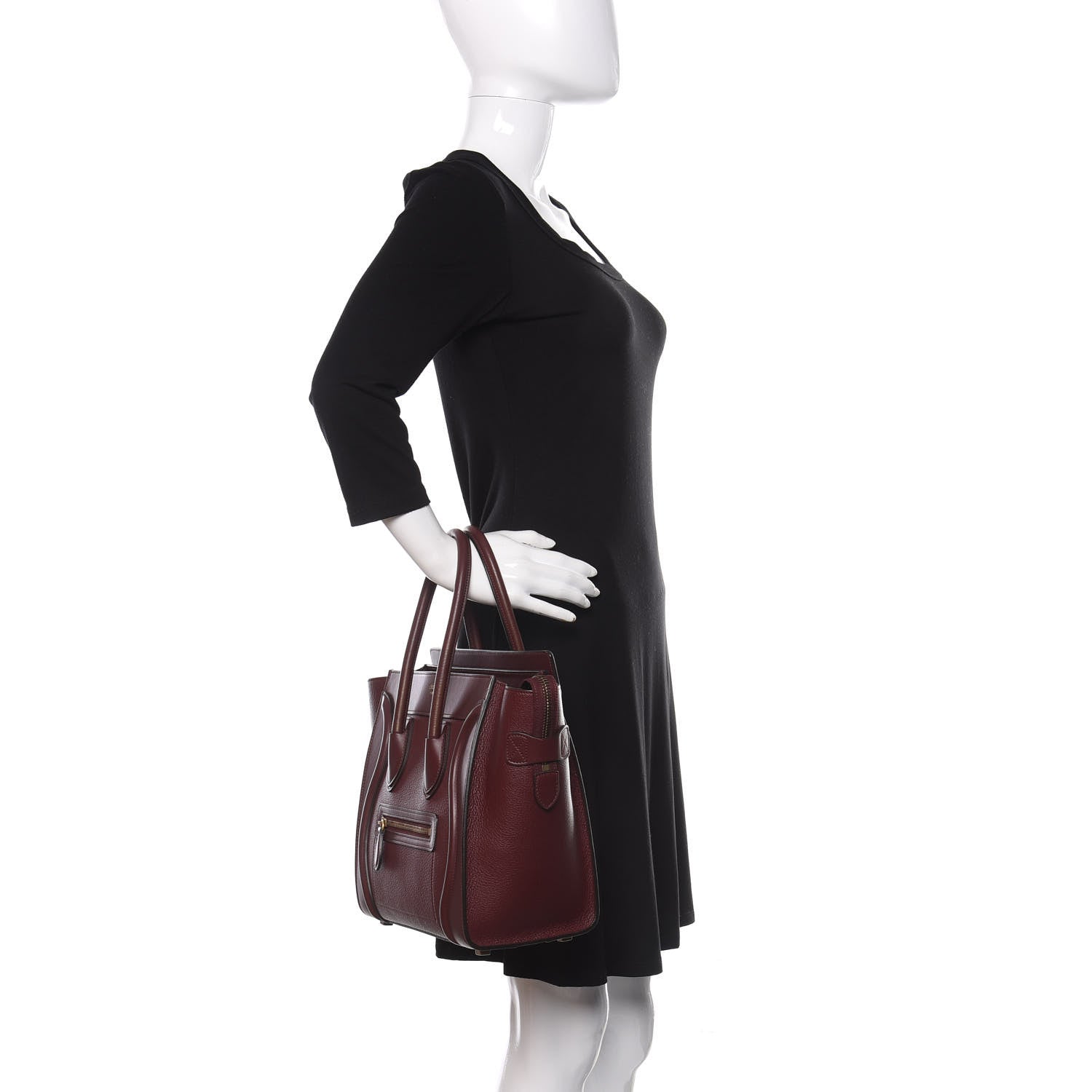 Celine Goatskin Calfskin Micro Luggage Burgundy 2 of 15