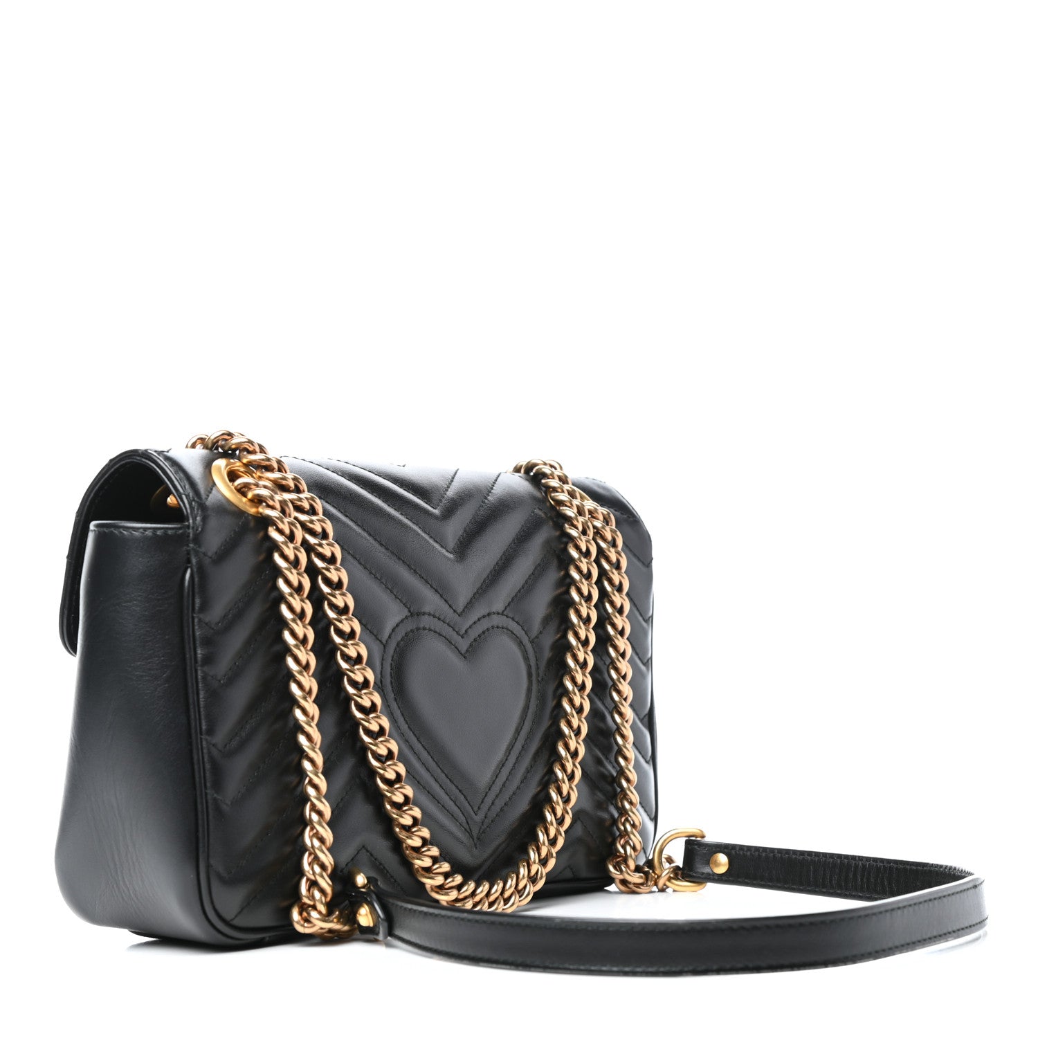 Gucci Calfskin Matelasse Small GG Marmont Shoulder Bag Black 3 of 10