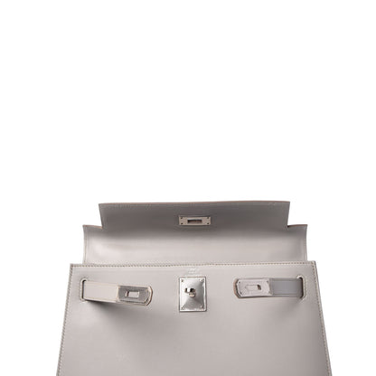 Hermes Tadelakt Kelly Sellier Guilloche 28 Gris Perle 18 of 36