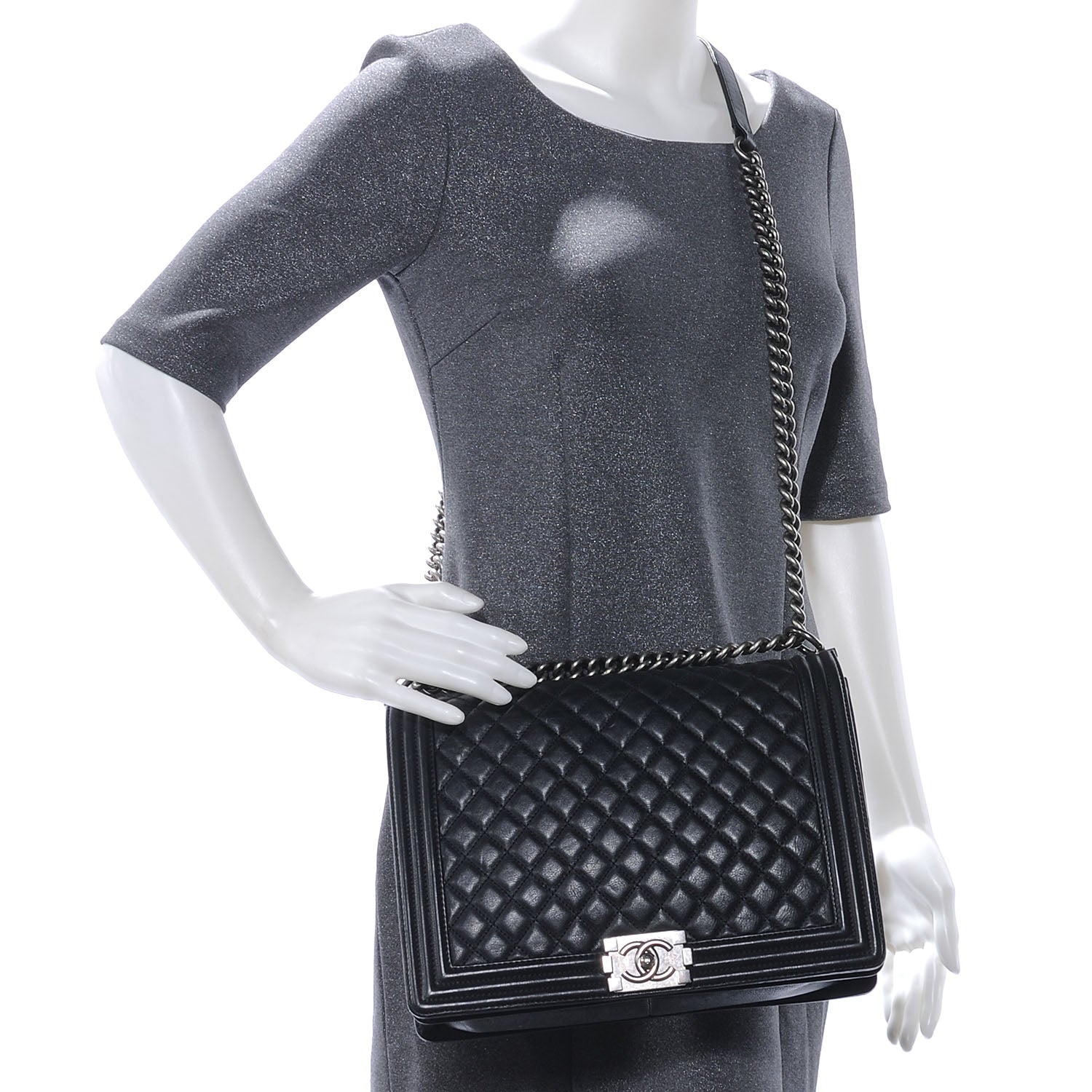 Chanel Calfskin Quilted Large Boy Flap Black 2 of 7
