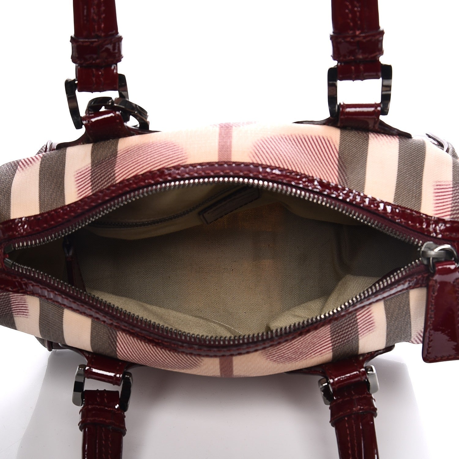 Burberry Nova Check Heart Small Chester Bowling Bag Berry Red 5 of 12