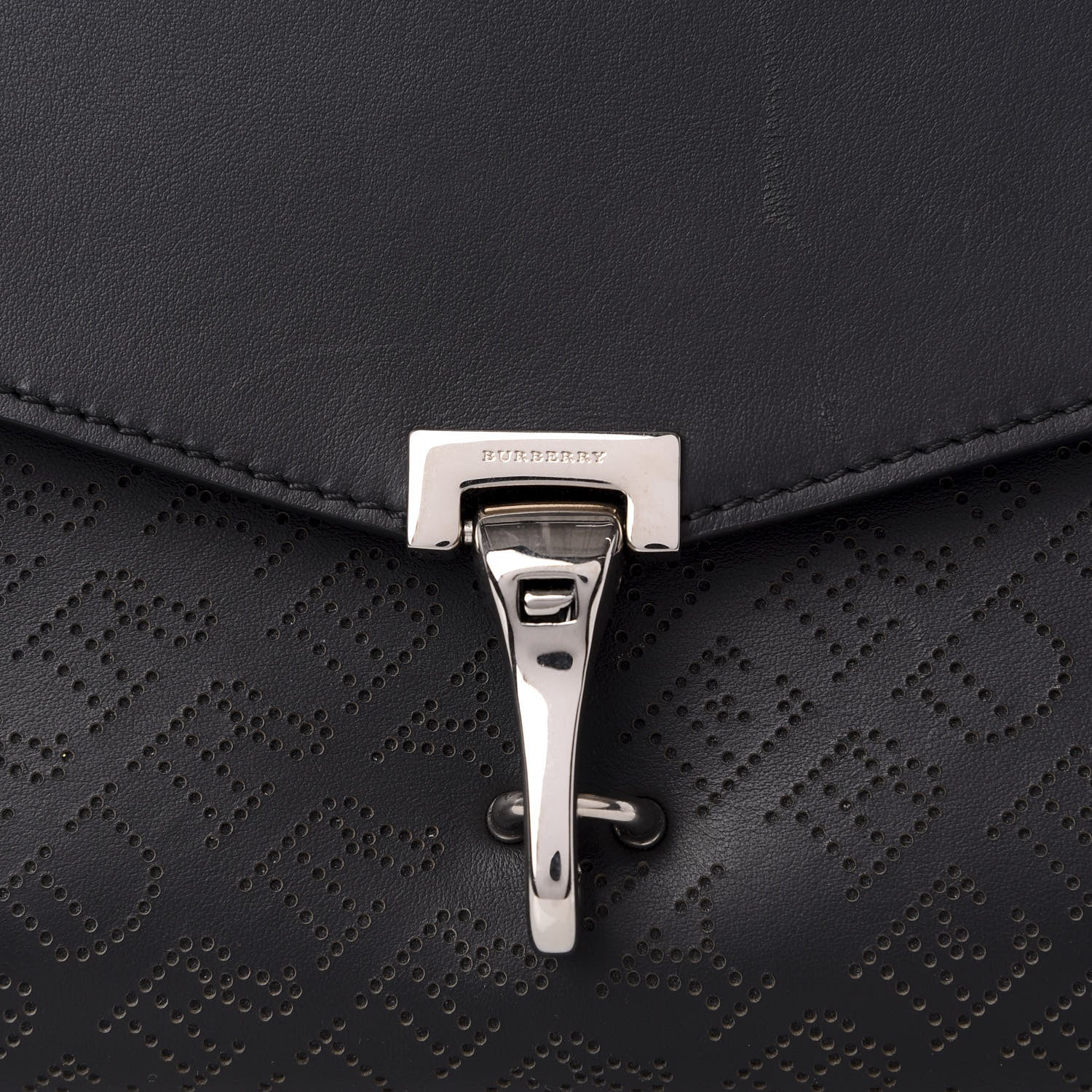 Burberry Calfskin Perforated Small Macken Crossbody Bag Black 8 of 8