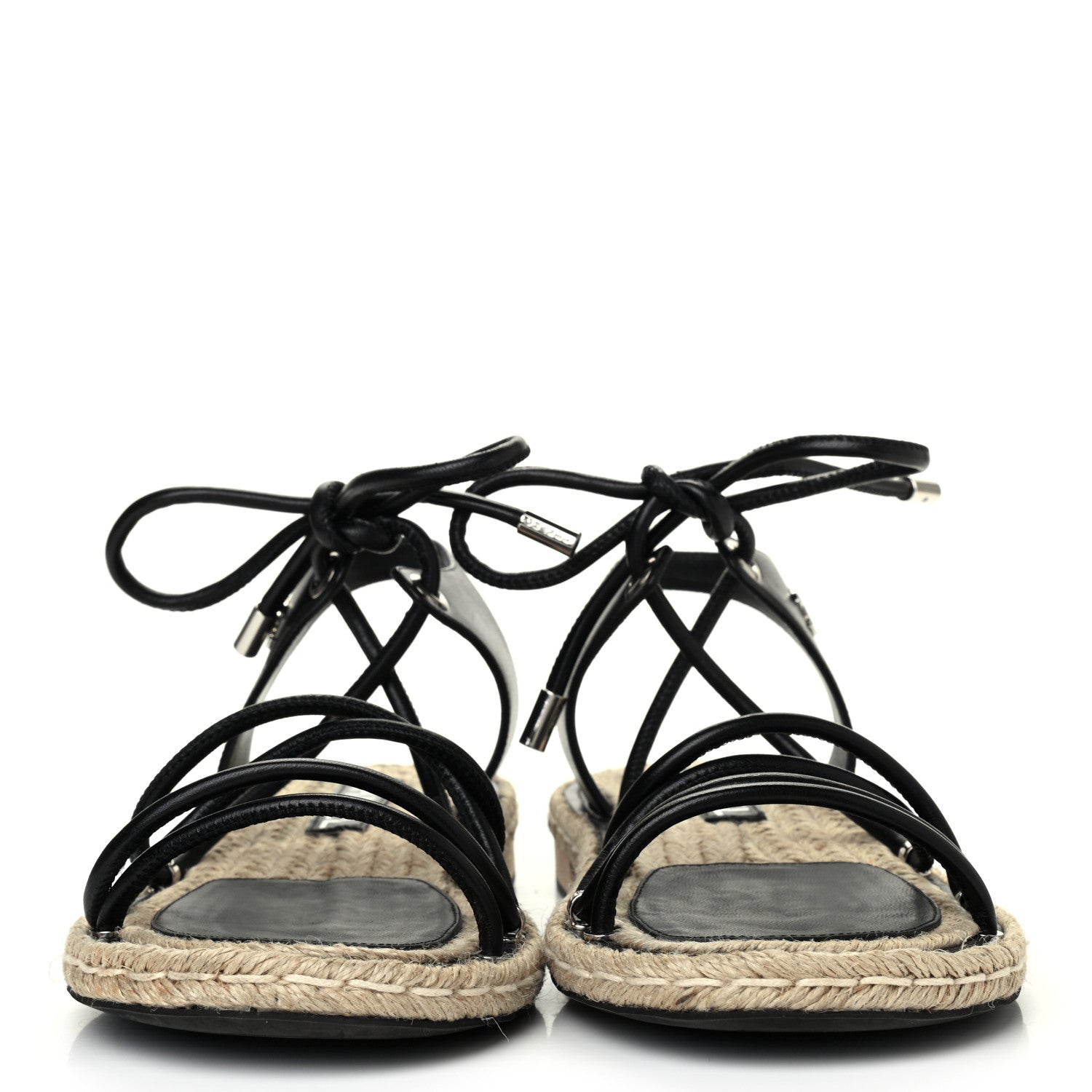 Chanel Lambskin Espadrille Sandals 38 Black 2 of 4