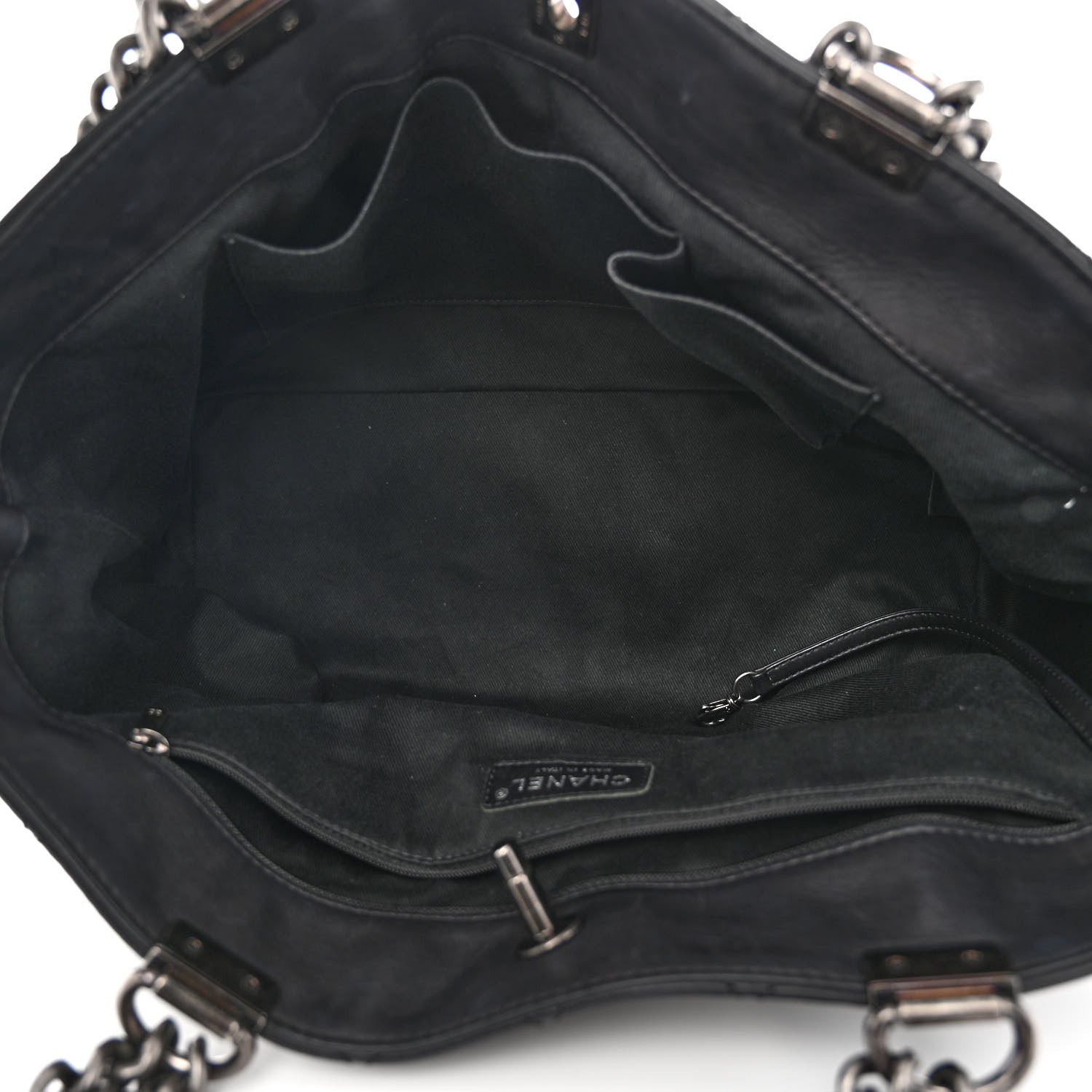 Chanel Calfskin Quilted Small Shopping In Chains Tote Black 5 of 10