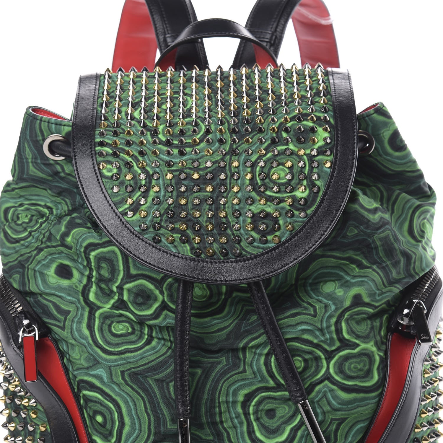 Christian Louboutin Fabric Malachite Spiked Explorafunk Backpack Green 6 of 11