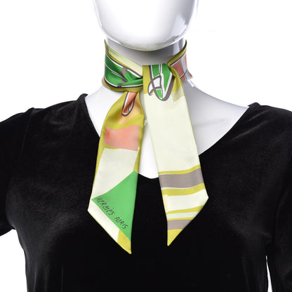 Hermes Silk Sea Surf and Fun Twilly Absinthe Jaune 2 of 7