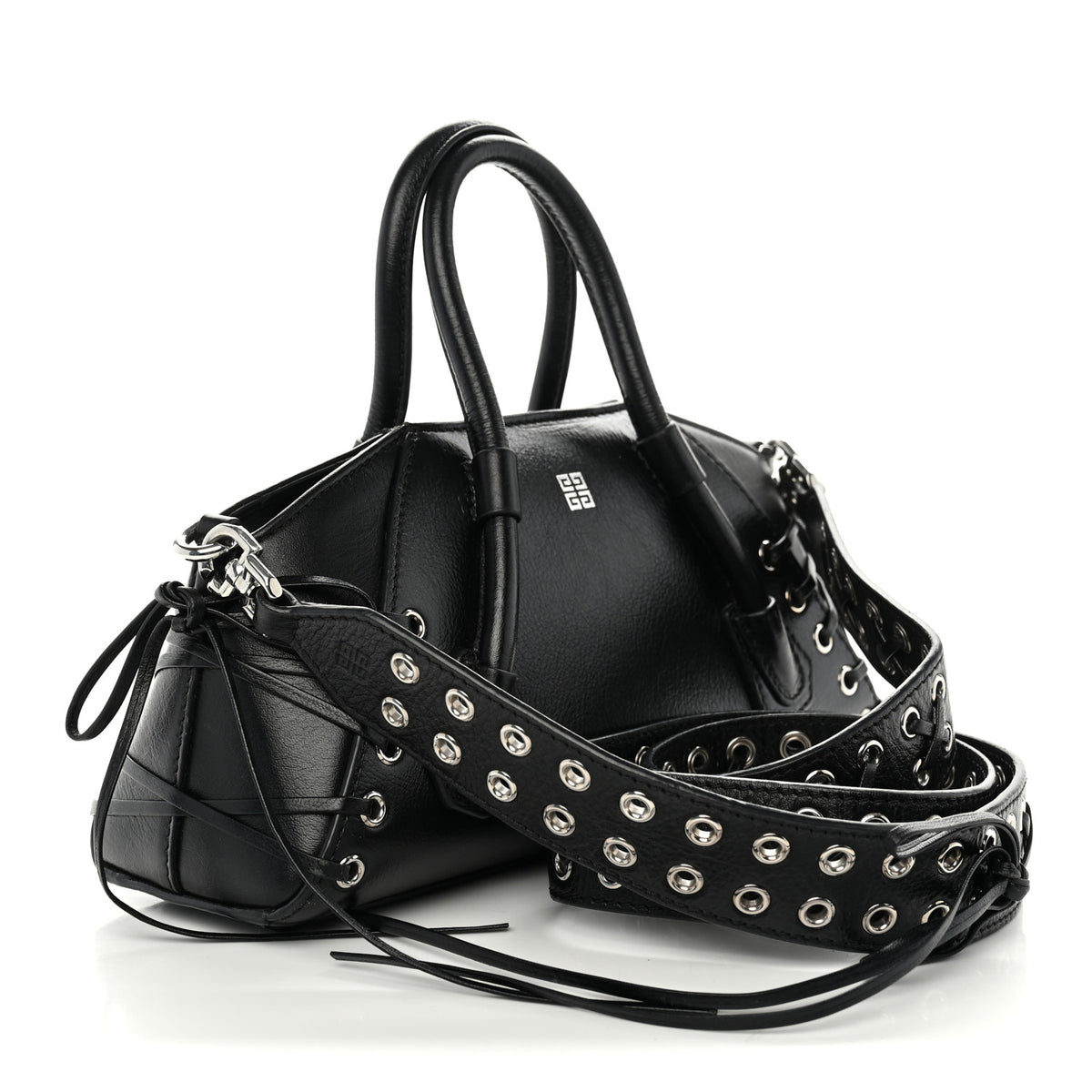 Sugar Goatskin Lace Mini Antigona Stretch Black