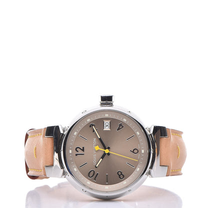 Louis Vuitton Stainless Steel Vachetta 34mm Tambour Quartz Watch Champagne 3 of 9