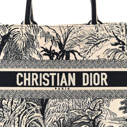 Christian Dior Canvas Embroidered Medium Palms Toile De Jouy Book Tote Blue 8 of 10