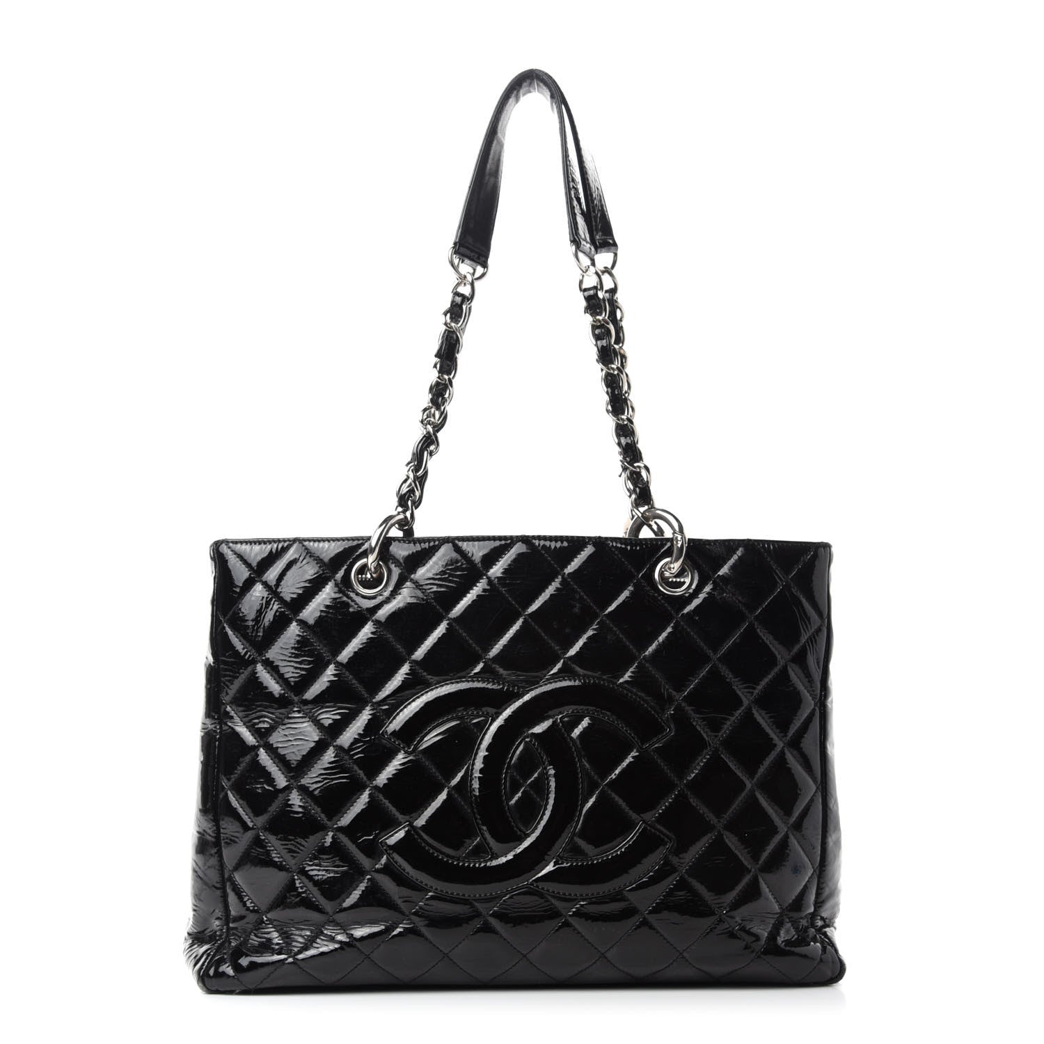 Chanel Patent Quilted Grand Shopping Tote GST Black 1 of 16