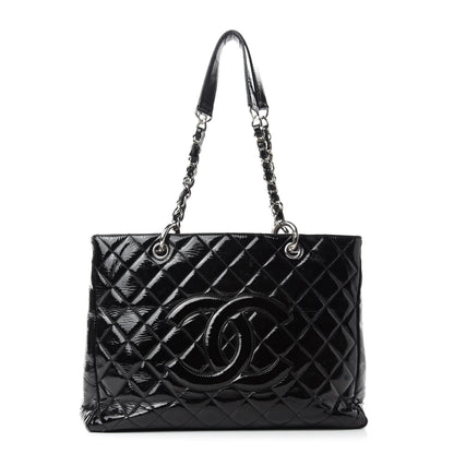 Chanel Patent Quilted Grand Shopping Tote GST Black 1 of 16