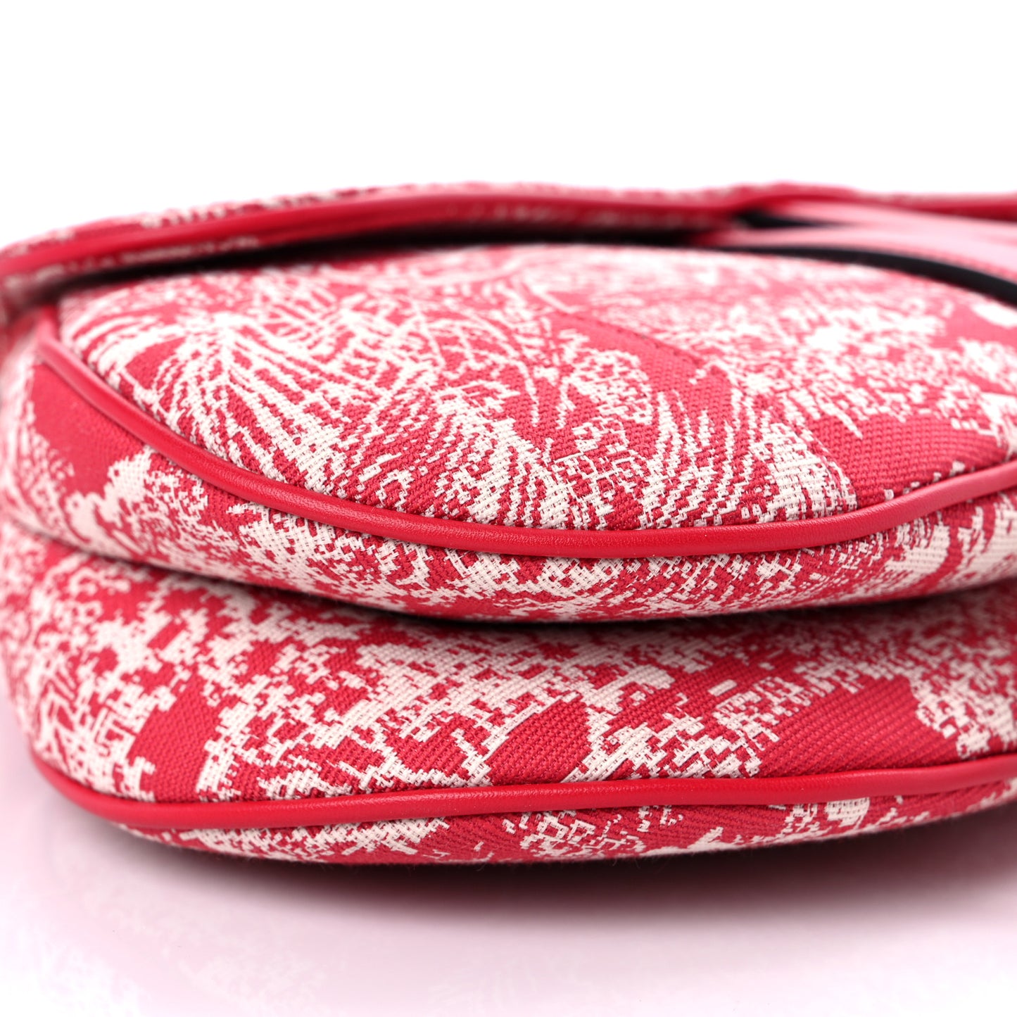 Canvas Reverse Embroidered Toile De Jouy Saddle Bag Red