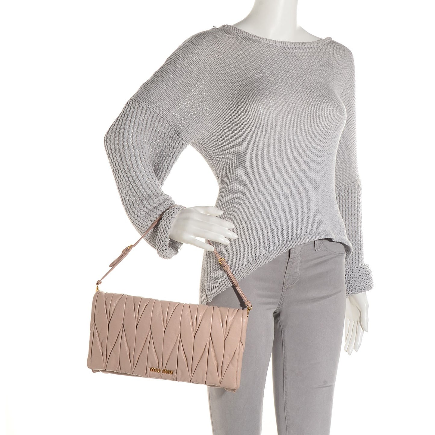 Nappa Matelasse Clutch Cipria