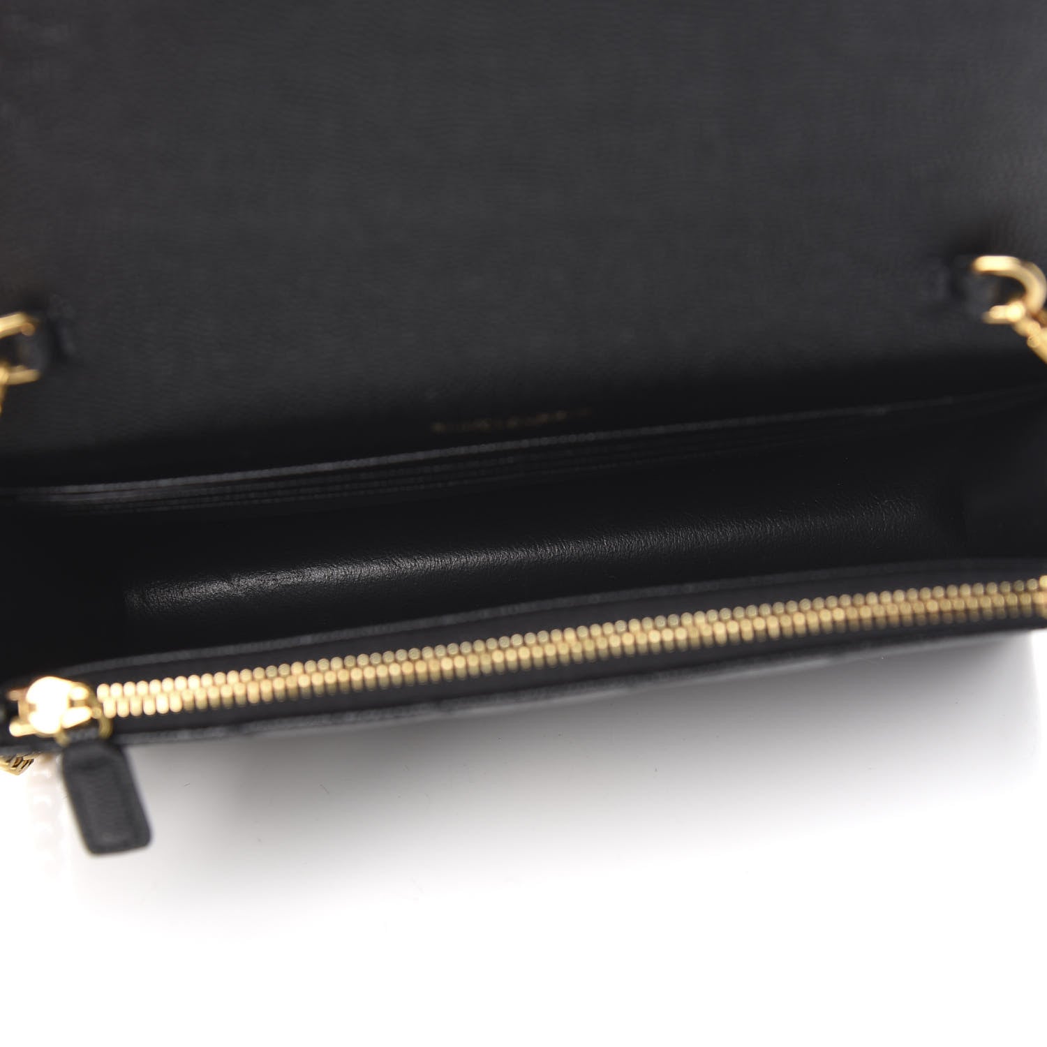 Saint Laurent Grain De Poudre Matelasse Chevron Monogram Envelope Chain Wallet Black 6 of 11