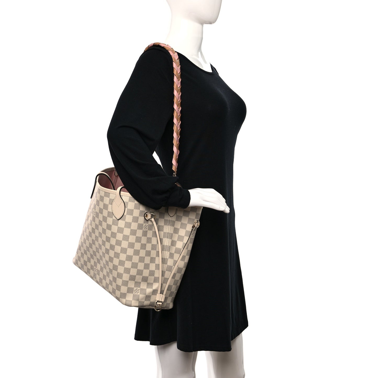 Damier Azur Braided Neverfull MM Pink