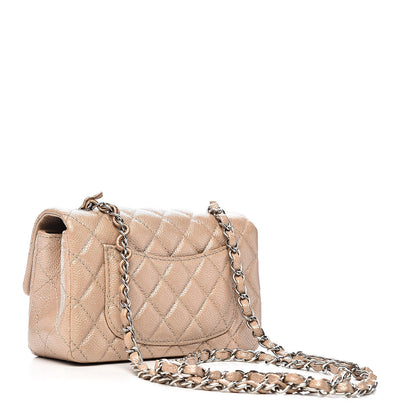 Chanel Pearly Caviar Quilted Mini Rectangular Flap Beige 3 of 12