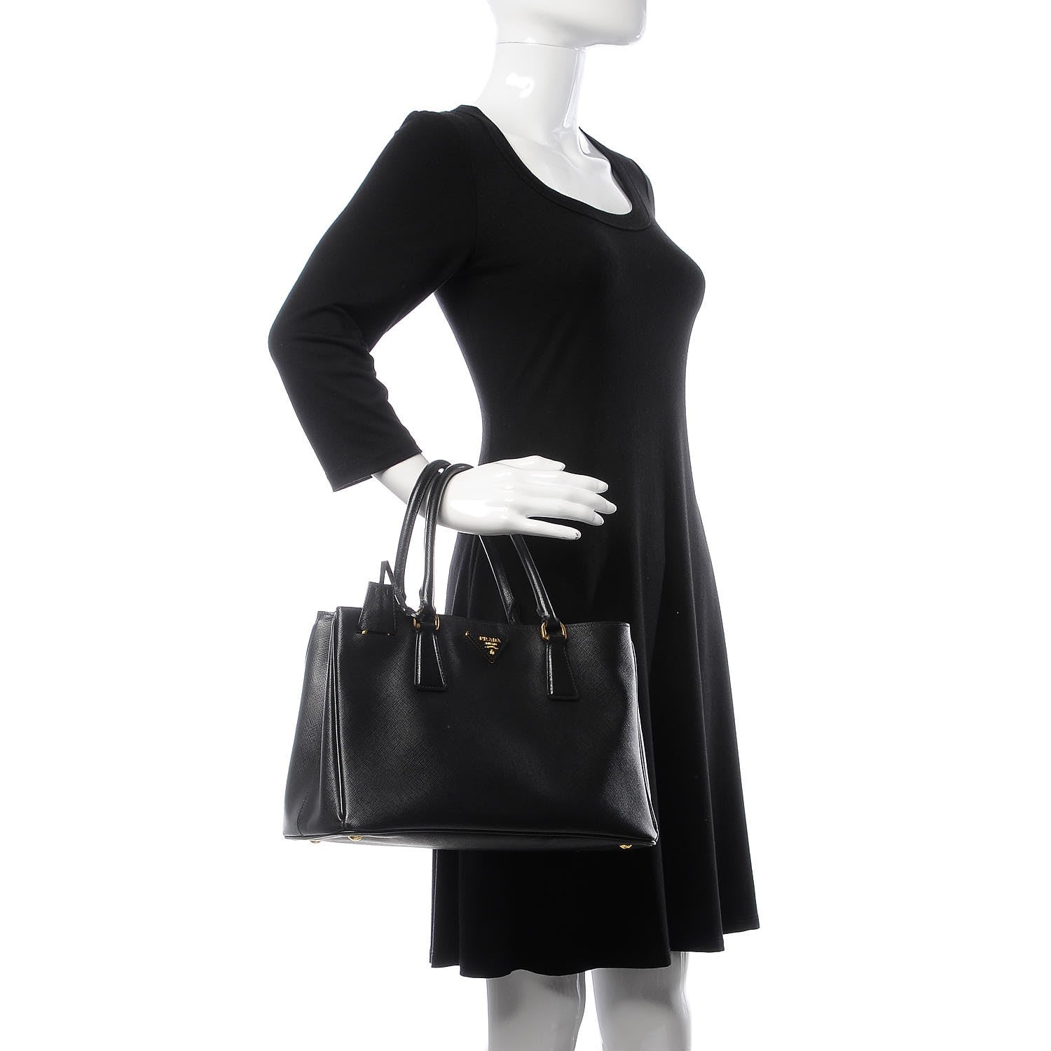 Prada Saffiano Lux Medium Tote Nero Black 2 of 12