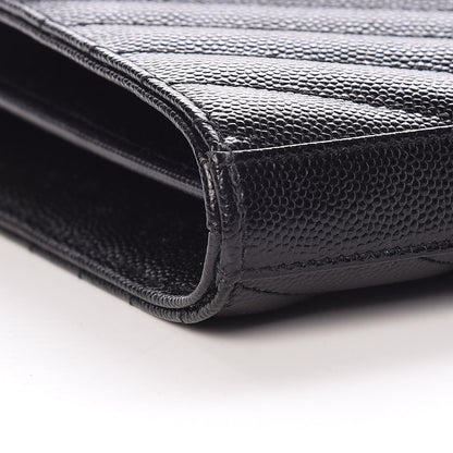 Saint Laurent Grain De Poudre Matelasse Chevron Monogram Chain Wallet Black 8 of 10