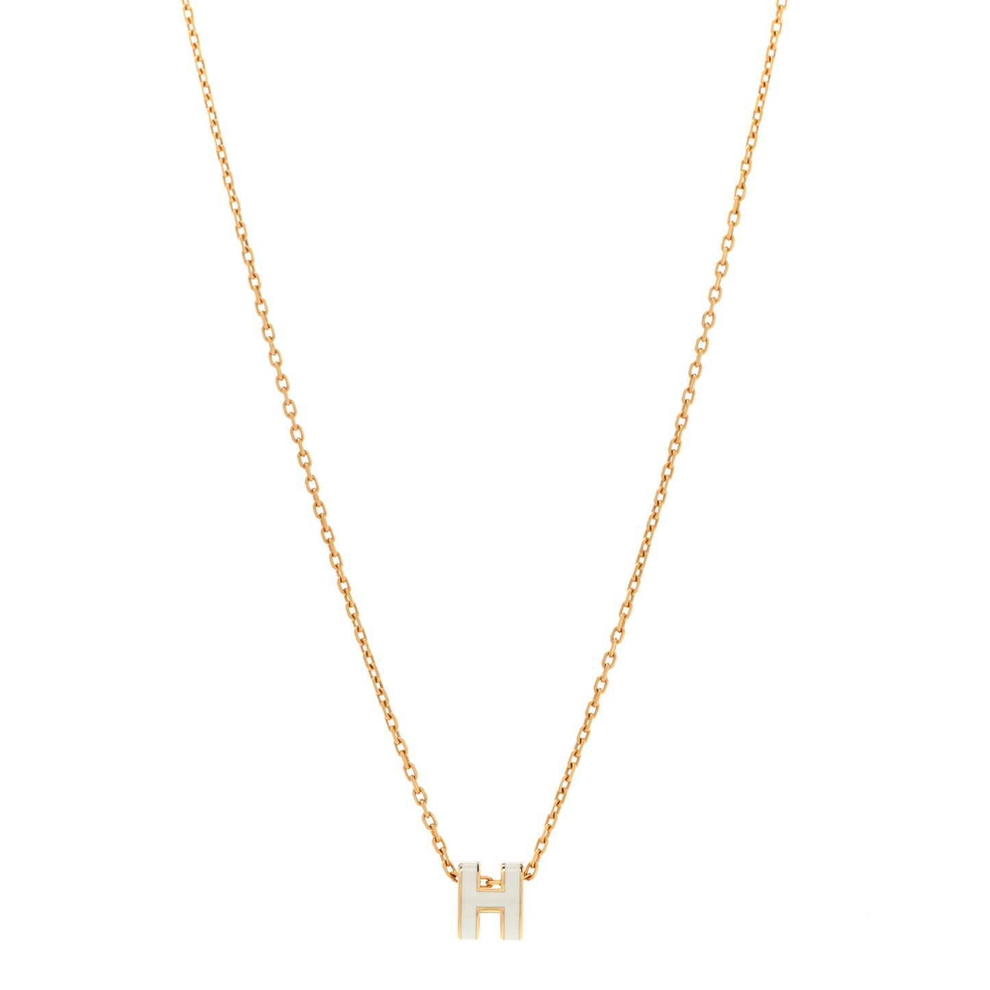 Lacquered Gold Mini Pop H Pendant Necklace White