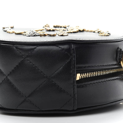 Chanel Lambskin Quilted Lucky Charms CC Round Clutch With Chain Black 9 of 9