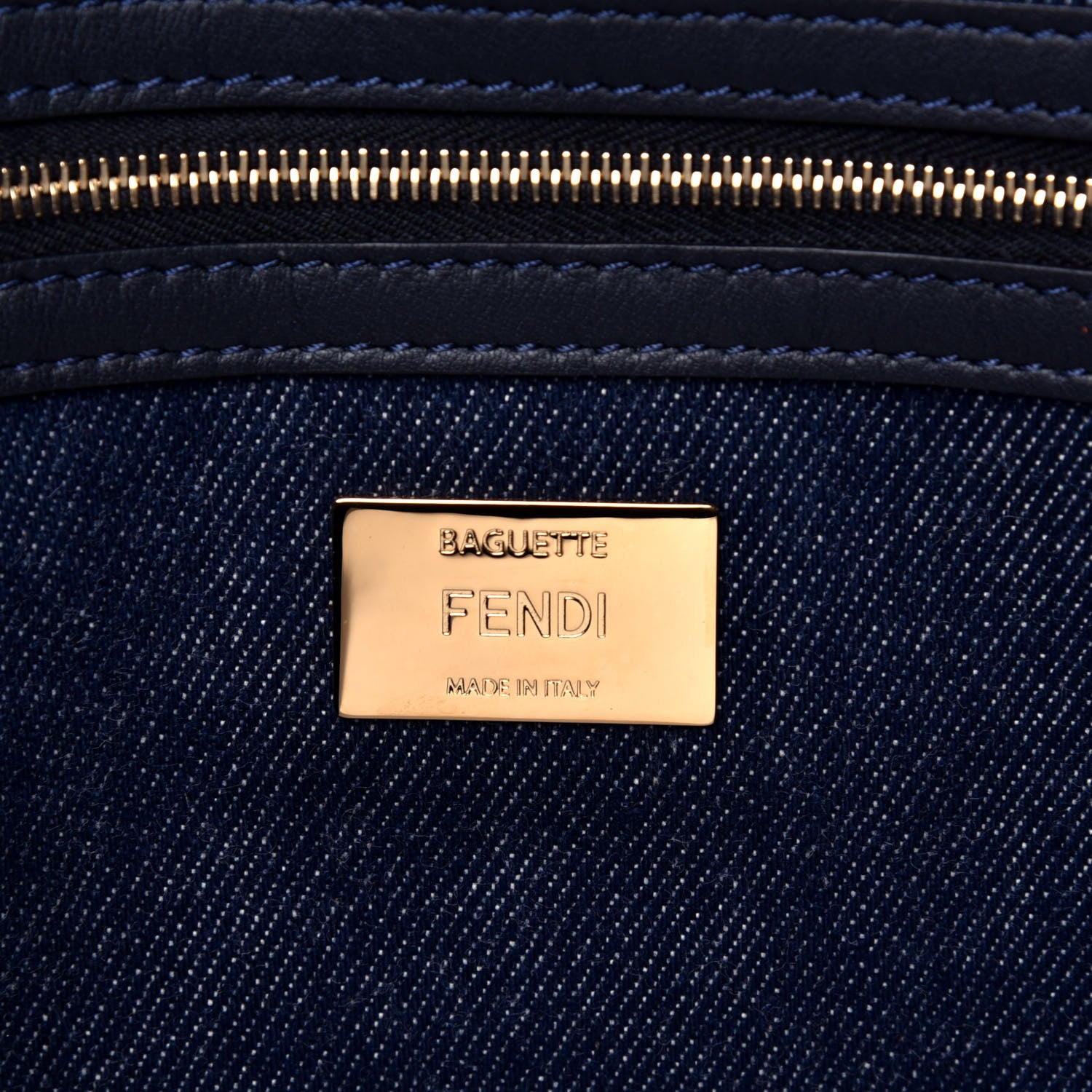 Fendi Denim Large Baguette Blue Rosso 7 of 10