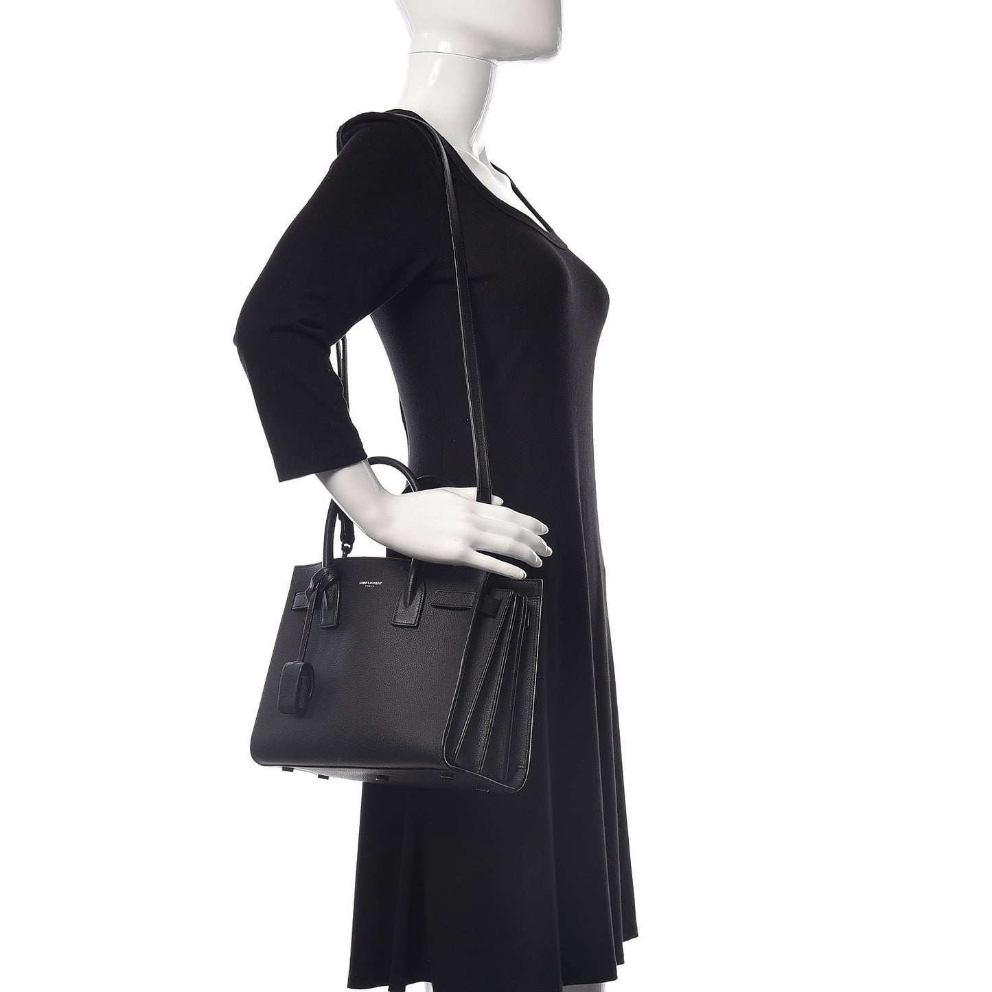 Grained Calfskin Baby Sac De Jour Black