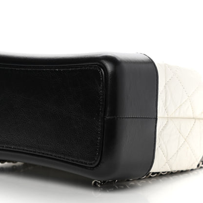 Chanel Aged Calfskin Quilted Gabrielle Backpack Black White 11 of 12