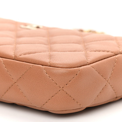 Chanel Lambskin Quilted Small Clutch With Chain Dark Beige 12 of 13