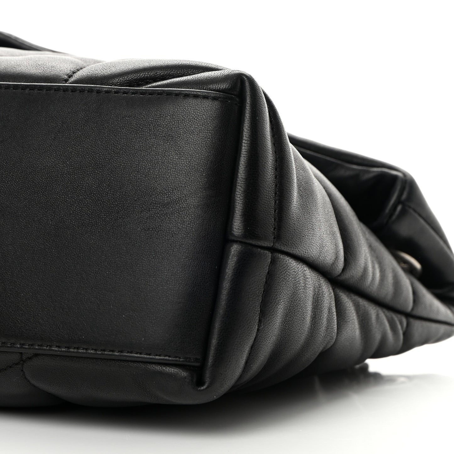 Lambskin Quilted Small Loulou Puffer Monogram Chain Satchel Black