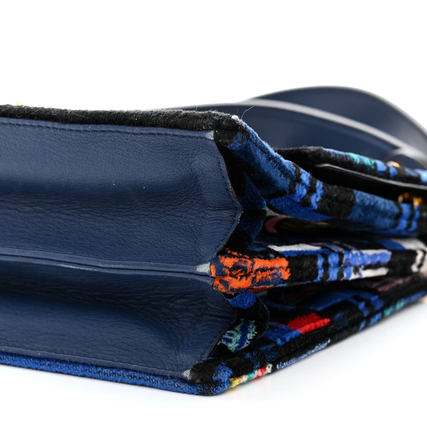 Fendi Velvet Vitello Dolce Fun Fair Kan I Shoulder Bag Blue