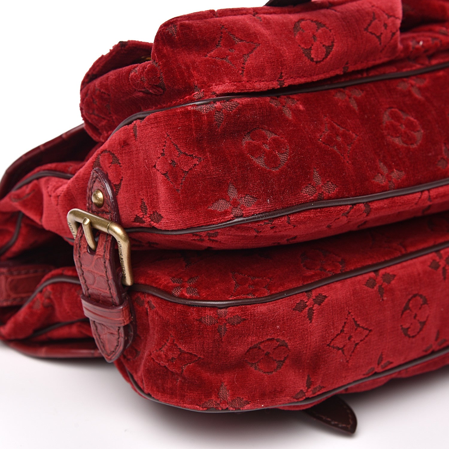 Louis Vuitton Monogram Velours Ostrich Clyde Red 8 of 13