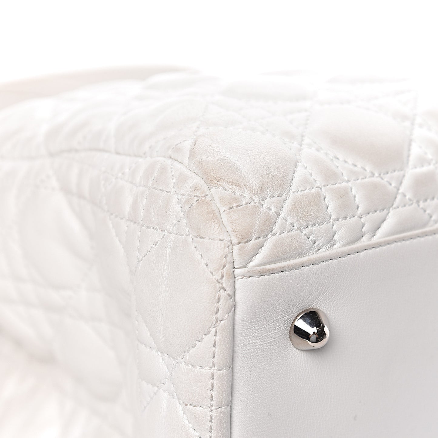 Lambskin Cannage Large Dior Soft Shopping Tote White