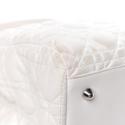 Christian Dior Lambskin Cannage Large Dior Soft Shopping Tote White 22 of 26