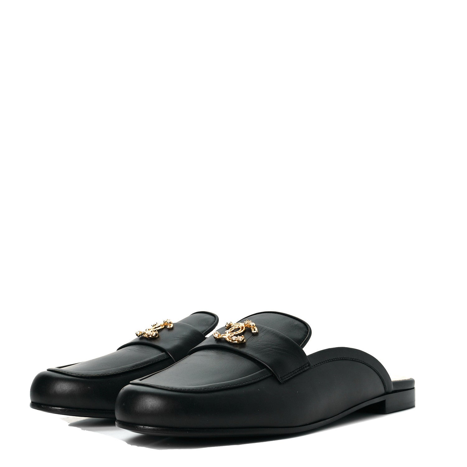 Chanel Calfskin CC Mules 40.5 Black 2 of 10