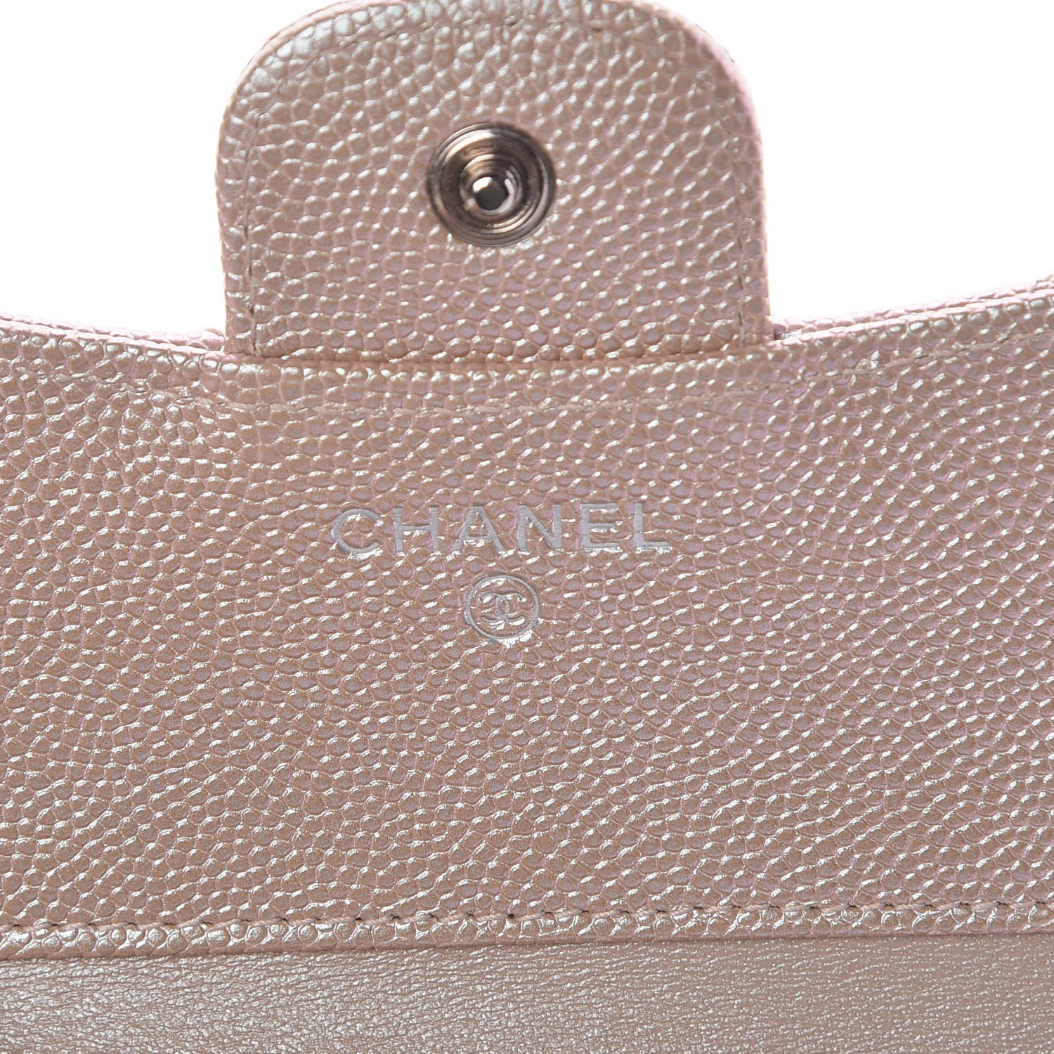 Chanel Metallic Caviar Chevron Quilted Compact Flap Wallet Light Gold 6 of 9